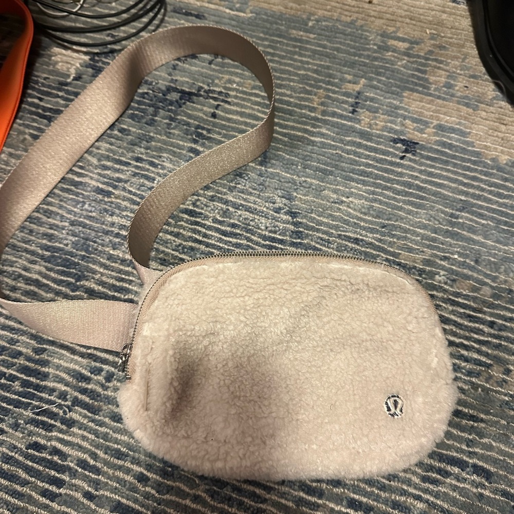 Women's Cream Fleece Crossbody Bag
